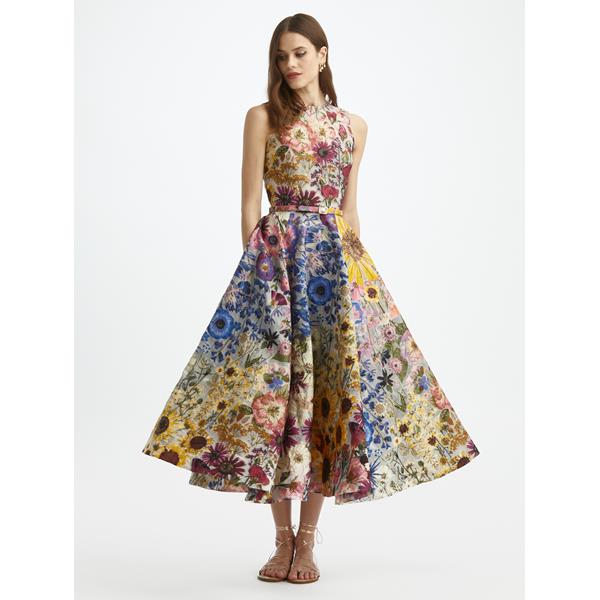 Pressed Flower Fil Coupé Sleeveless Dress | Dresses |Oscar de la Renta ...