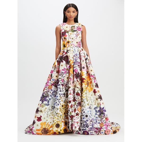 Pressed Flower Faille Full Skirt Gown | Gowns & Caftans | Oscar de la ...