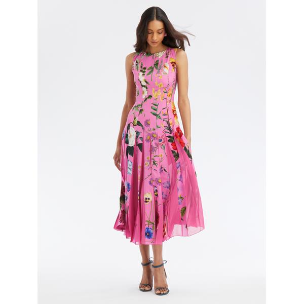 Sleeveless Multicolor Floral Inset Dress | Dresses | Oscar de la Renta ...