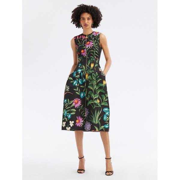 Zip Front Floral Tapestry Faille Dress | Dresses | Oscar de la Renta ...