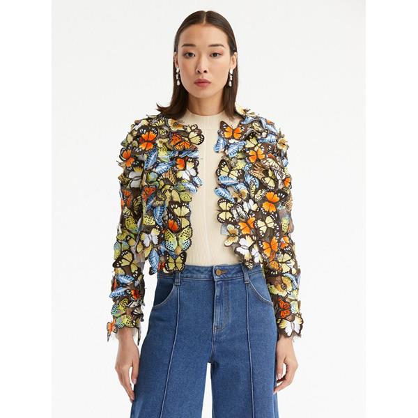 Threadwork Butterfly Embroidered Jacket Multi Oscar de la Renta