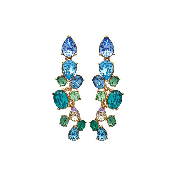 Crystal Scramble Earrings Emerald Multi | Oscar de la Renta