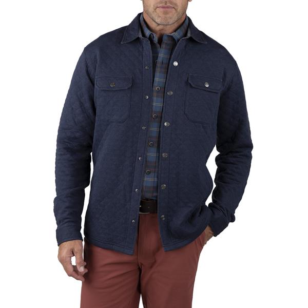 Quilted Double Face Knit Shirt Jacket NAVY HEATHER | South Moon Under