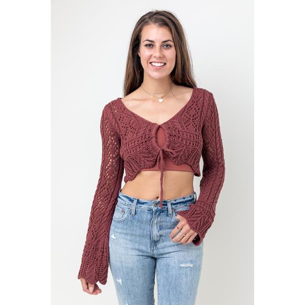 Long Sleeve Crochet Stitch Cardigan