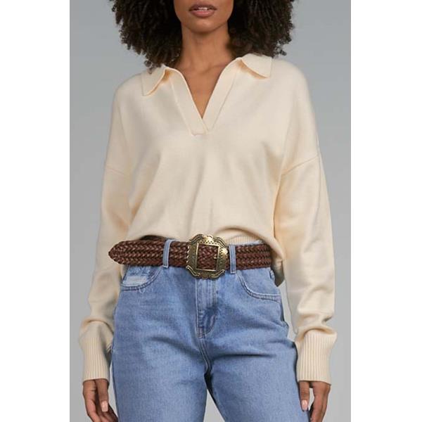 LS VNECK COLLAR SWEATER BEIGE South Moon Under