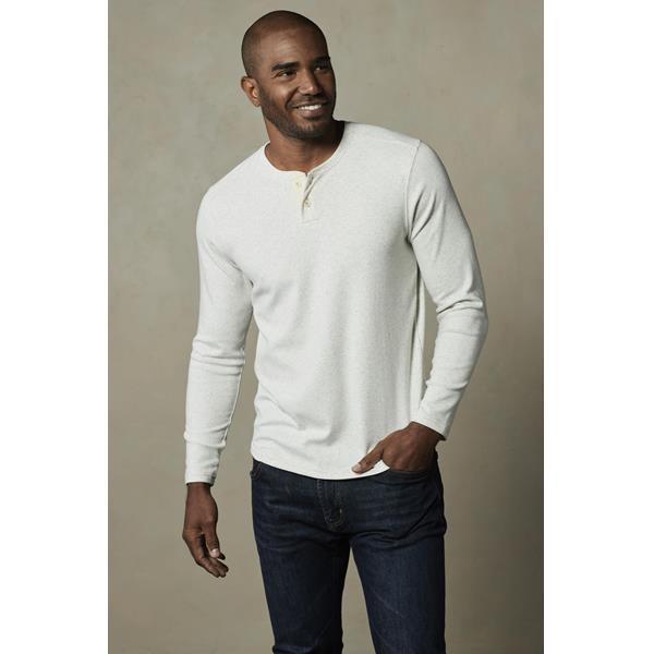 Puremeso Two Button Henley In Stone