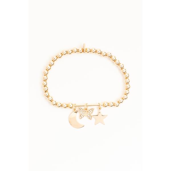 BEADED STAR AND MOON BRACELET GOLD | South Moon Under