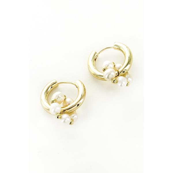 1 EARRING GOLD HOOP WITH PEARL GOLD WITH PEARL | South Moon Under