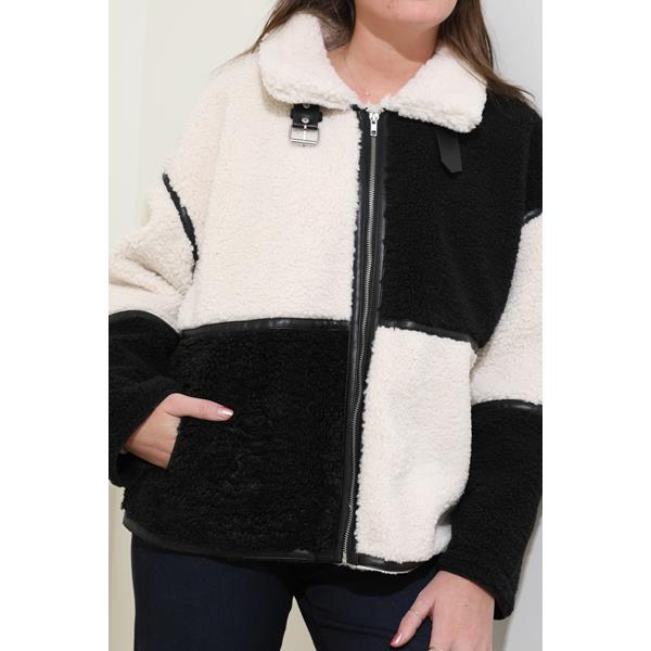 Colorblock Fuzzy Jacket