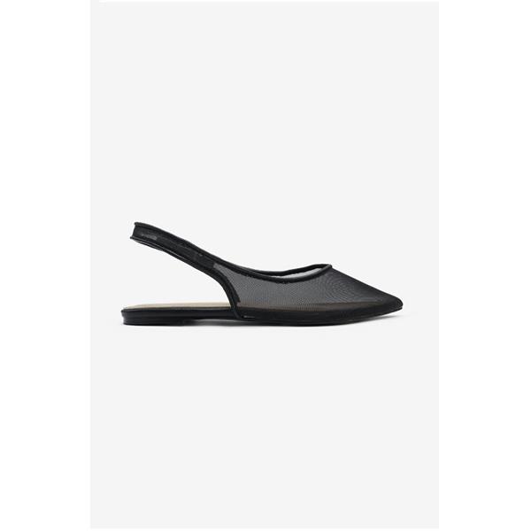 Black Mesh Slingback Flat