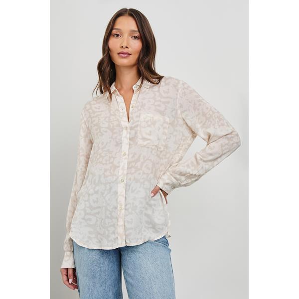 Josephine Button Down Sand Diffused Cheetah