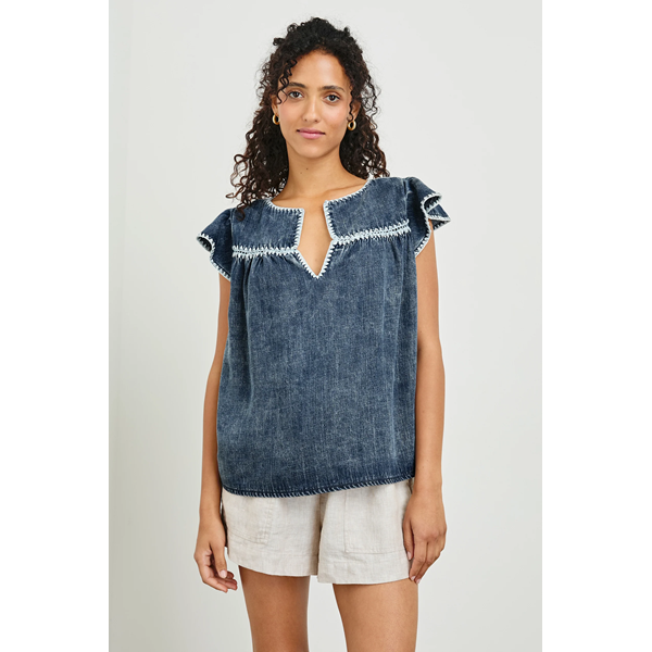 Tafia Flutter Sleeve Stitch Top