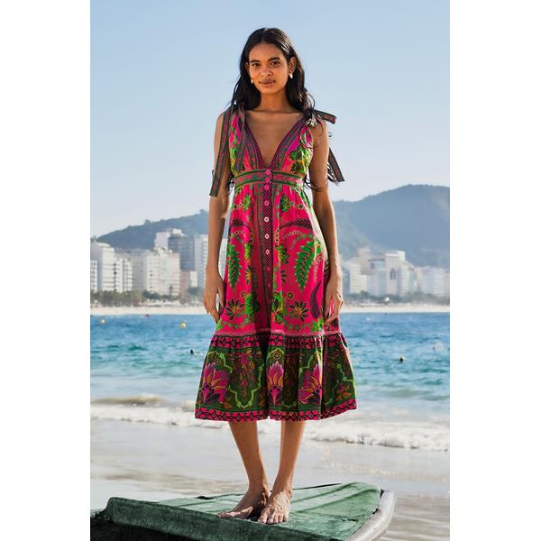 Ana Tapestry Pink Midi Dress