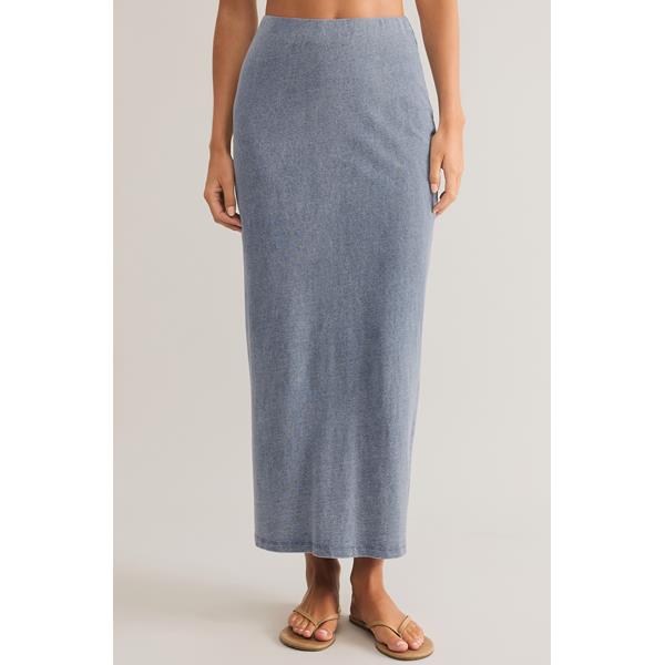 Gail Jersey Denim Midi Skirt in Indigo main image 1
