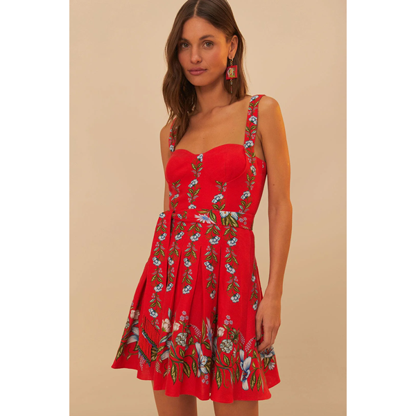 Sweet Bloom Bouquet Red Sleeveless Mini Dress