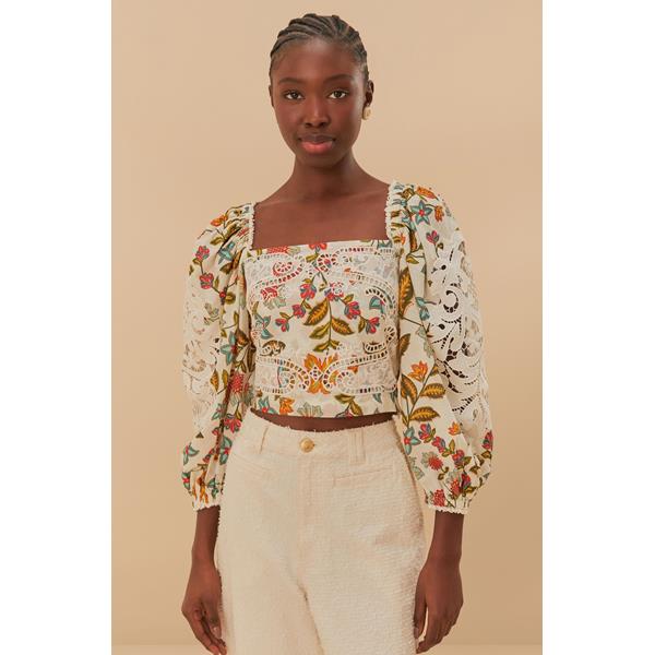 Botanicals Off-White Lace Blouse