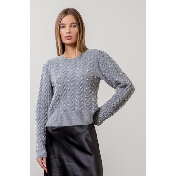Pearl Detail Long Sleeve Sweater