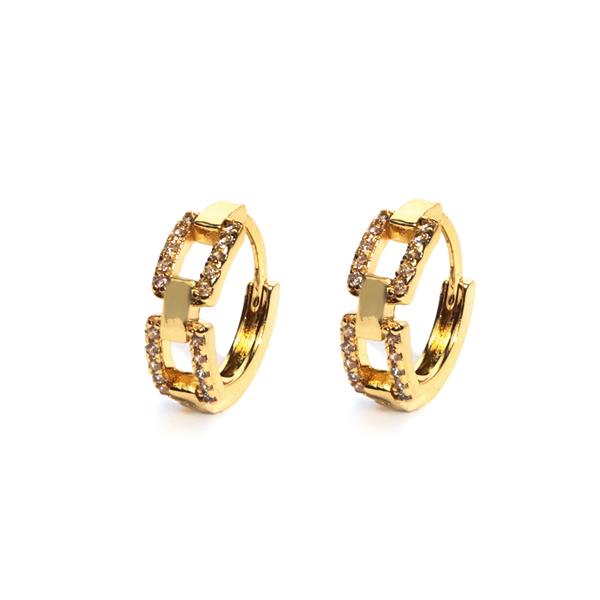 Teeny Hoop Pave Link Huggies