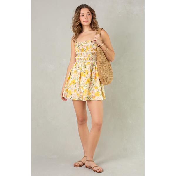 Smocked Fit And Flare Mini Dress