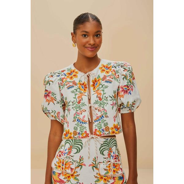 Delicate Forest Scarves Off-White Blouse