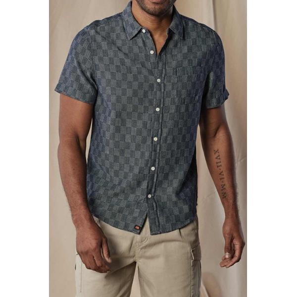 Fresh Water Button Up Navy Pattern