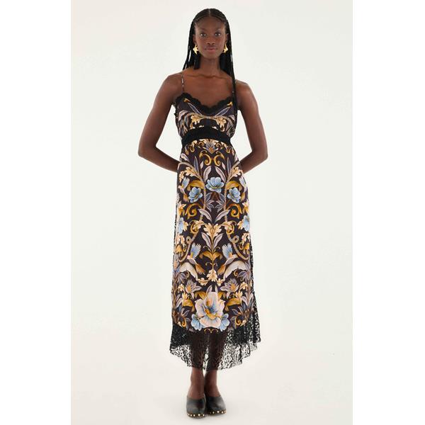 Snake Garden Black Midi Dress