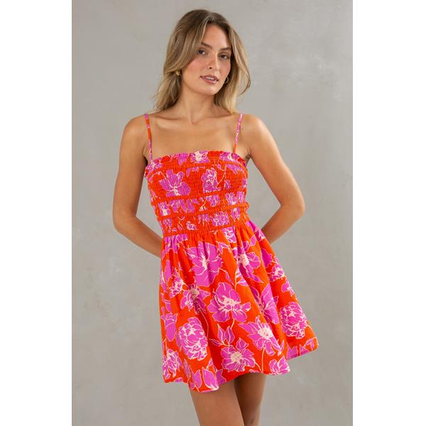 Jillian Smocked Fit and Flare Mini