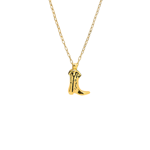 Gold Dipped Western Boots Necklace