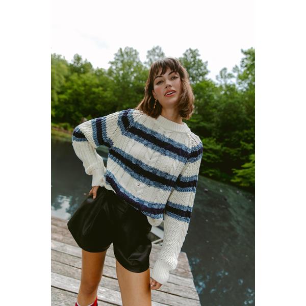 Frankie Cable Stripe Pullover Sweater