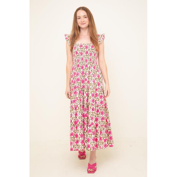 Calypso Smocked Midi Dress
