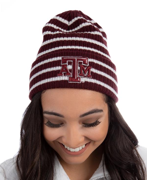 Adidas Texas A\u0026M Cuffed Striped Beanie 