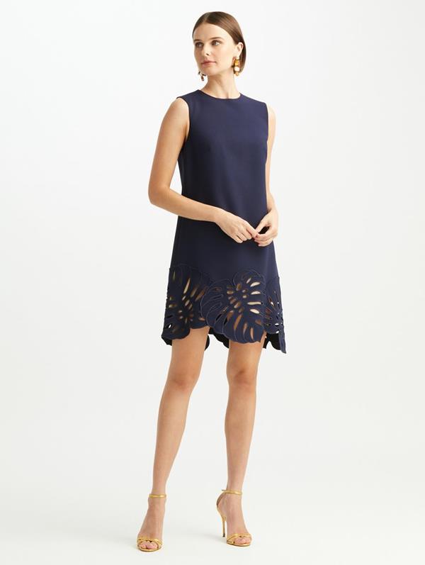 Oscar De La Renta Palm Leaf Shift Dress In Midnight Modesens