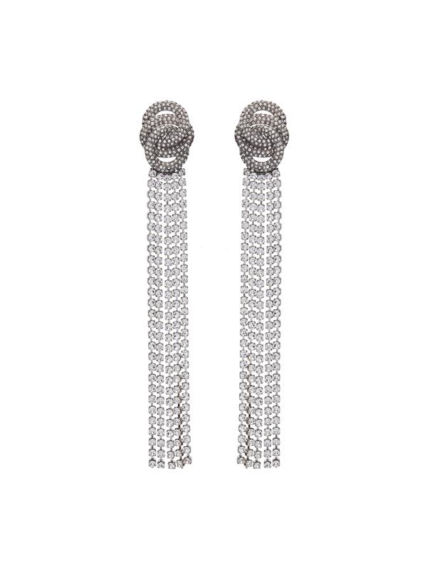 Shop Oscar De La Renta Infinity Earrings In Crystal