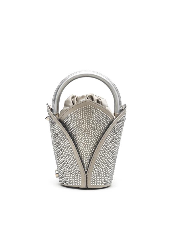 Oscar De La Renta Tulipan Nano Crystal Top-handle Bag In Light Grey