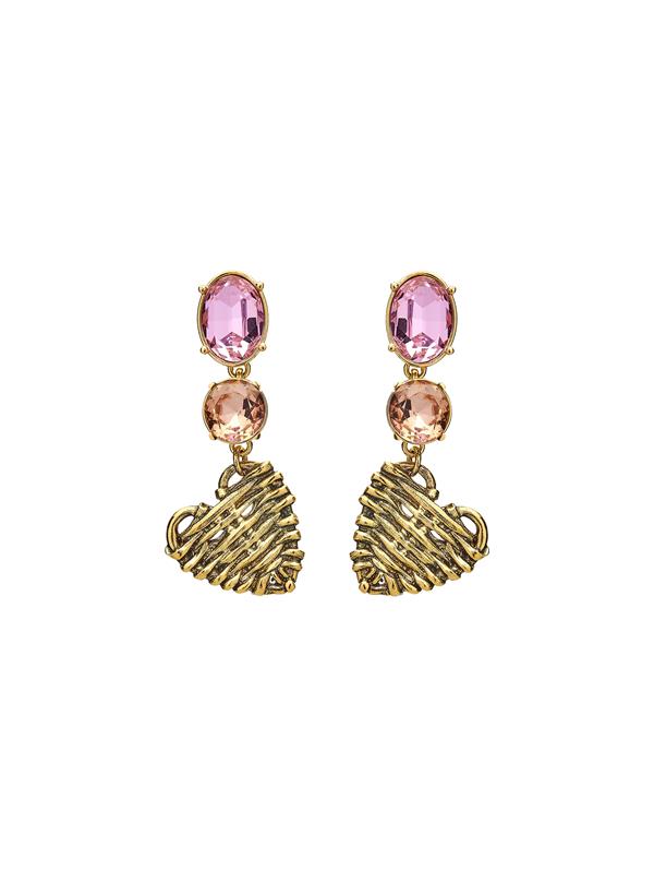 Oscar De La Renta Rattan Heart Embellished Earrings In Rose