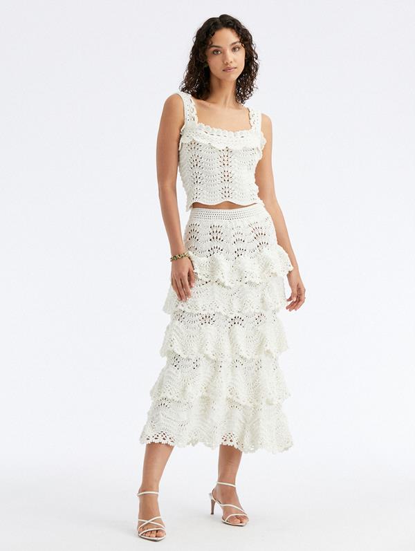 Hand Crocheted Scallop Tiered Skirt