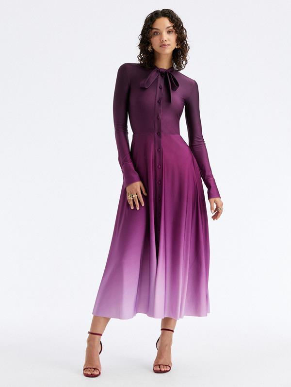 Button Front Ombré Jersey Dress