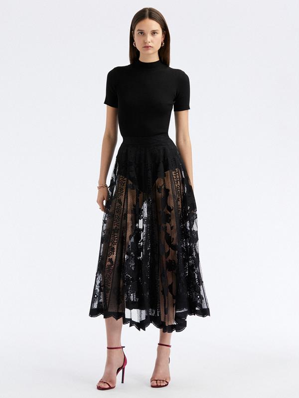 Floral Guipure Lace Scallop Skirt