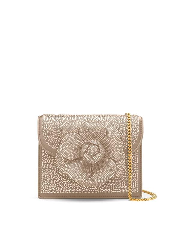 Oscar De La Renta Pave Crystal Mini Tro Bag In Champagne