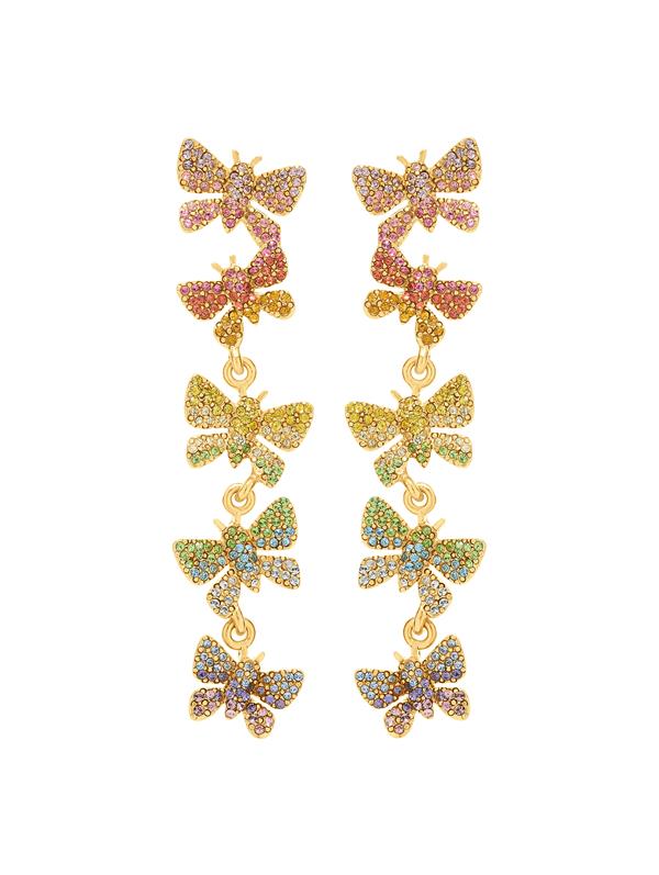 Oscar De La Renta Women's Goldtone & Glass Crystal Butterfly Chandelier Earrings In Rainbow
