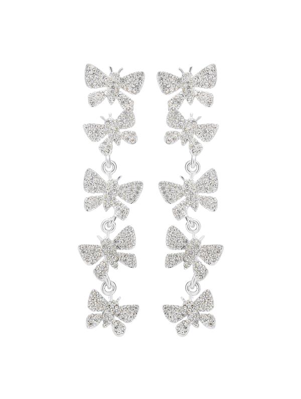 Shop Oscar De La Renta Butterfly Chandelier Earrings In Silver