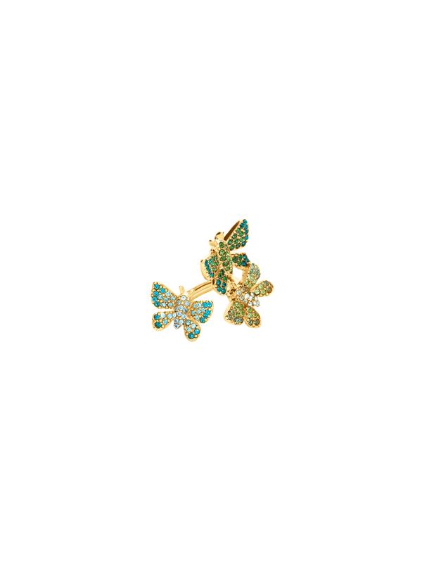 Oscar De La Renta Fluttering Butterfly Ring In Emerald Multi