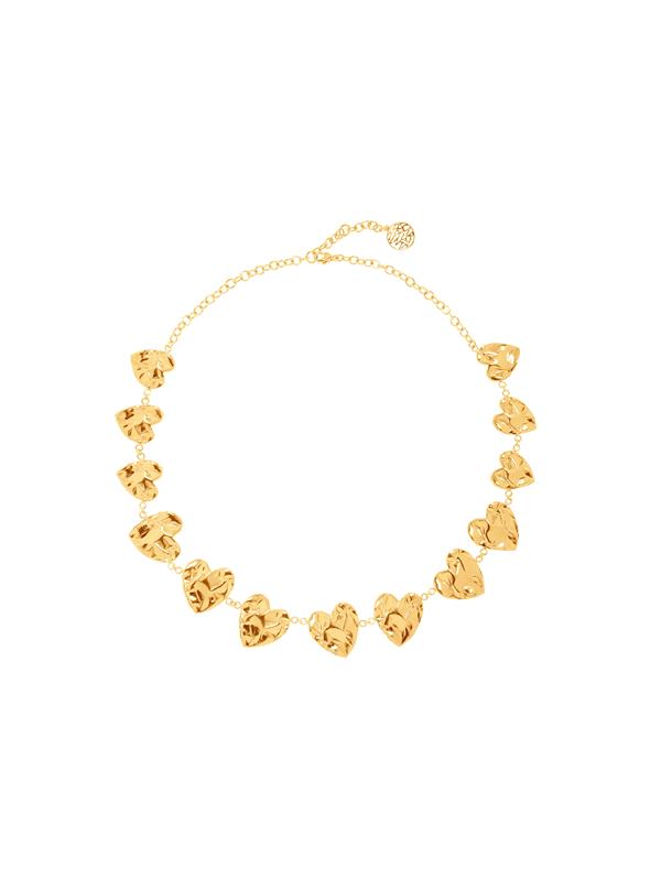 Shop Oscar De La Renta Crushed Heart Necklace In Gold
