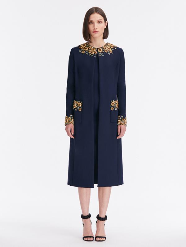 Sunflower Crystal Embroidered Coat