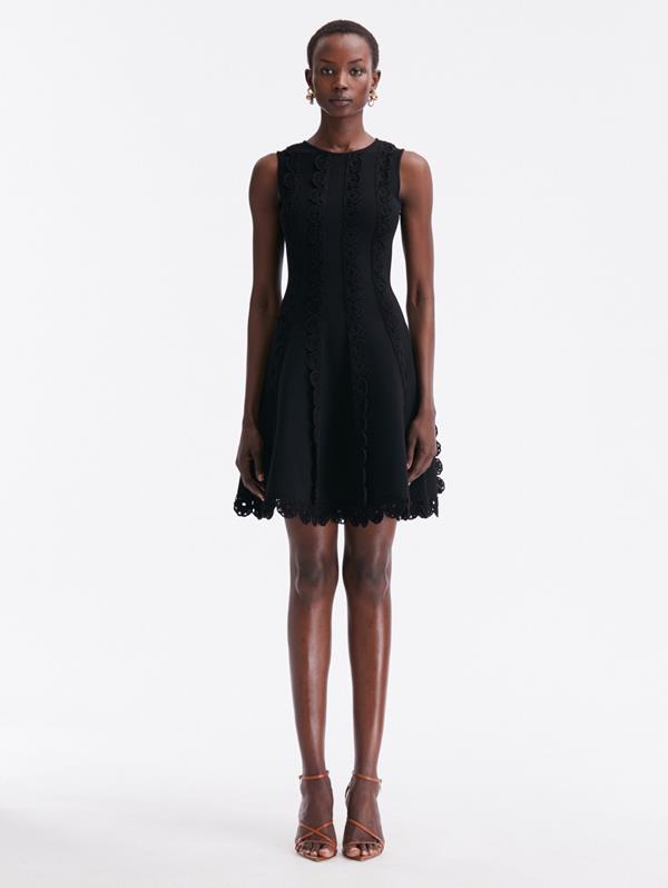 Oscar De La Renta Women's Knit Godet Fit-&-flare Dress In Black