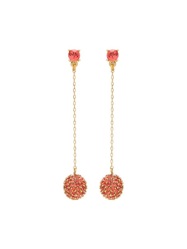 Oscar De La Renta Pavé-crystal Ball Drop Earrings In Pink