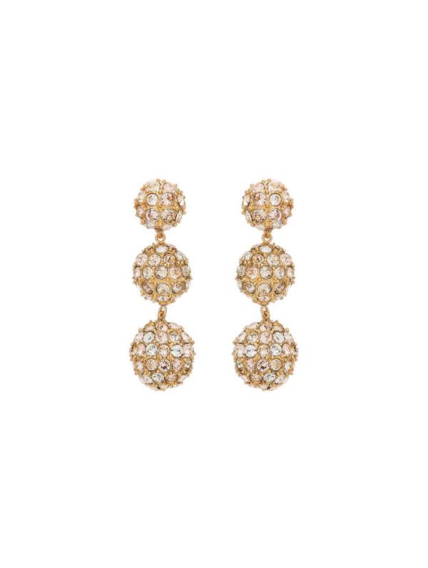 Shop Oscar De La Renta Crystal Ball Drop Earrings In Silk