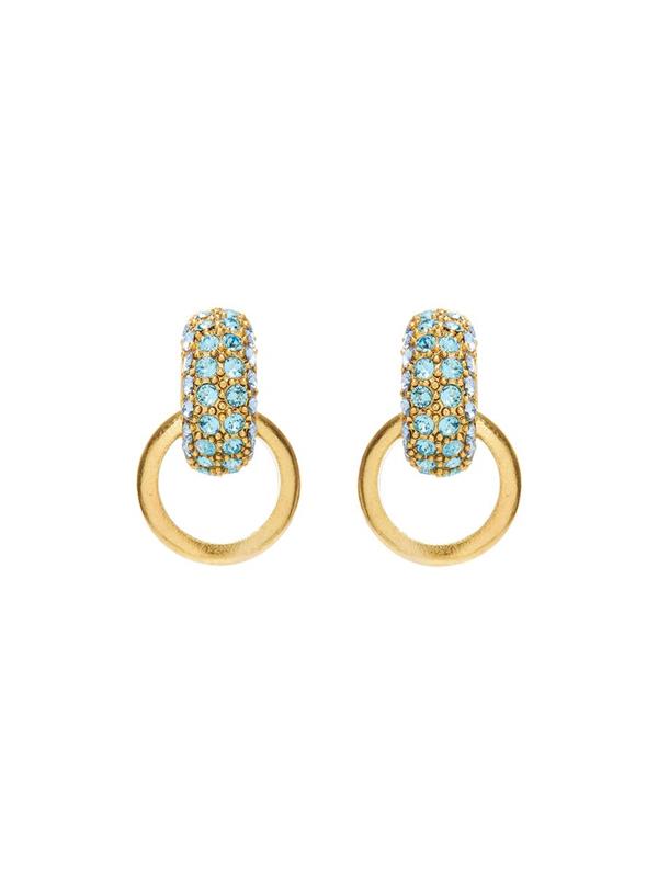 Oscar De La Renta Pavé-crystal Link Earrings In Aquamarine