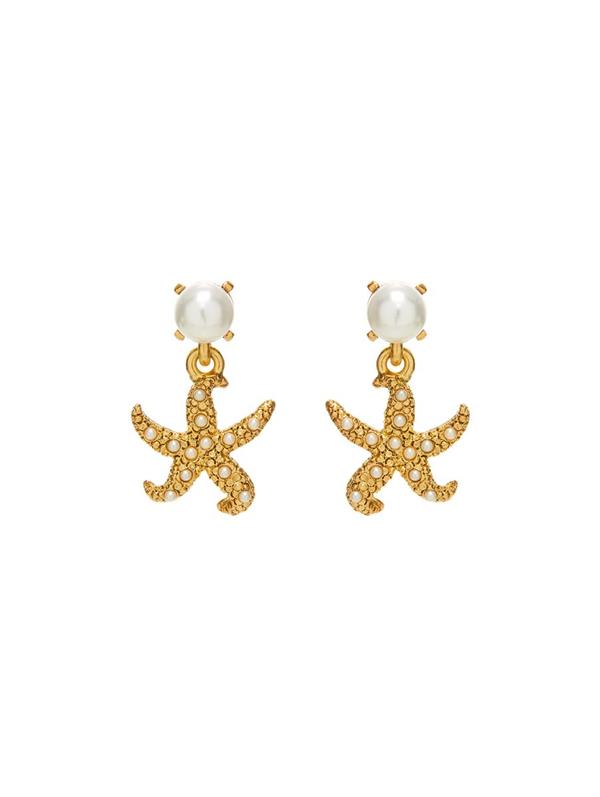 Shop Oscar De La Renta Pearl Starfish Drop Earrings