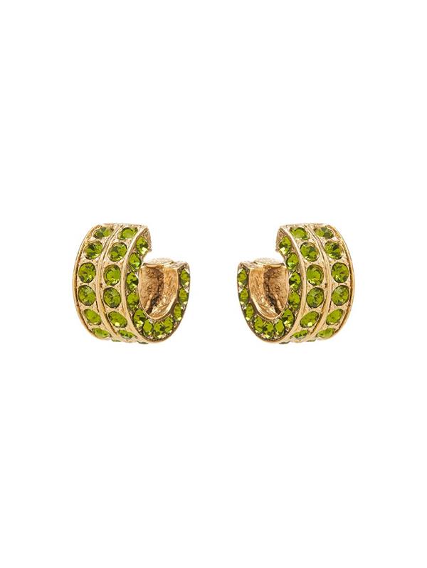 Shop Oscar De La Renta Double Mini Hoop Earrings In Olivine